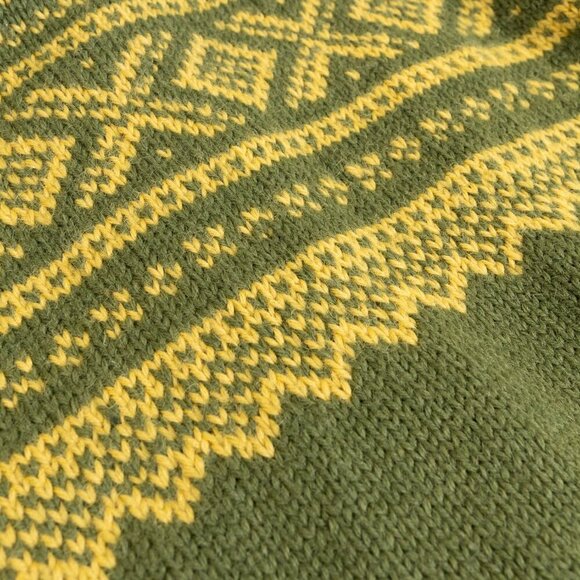 Vintage Marius Norwegian Sweater Wool Cardigan Hand Knit Ski 80s Green Yellow - Picture 12 of 16